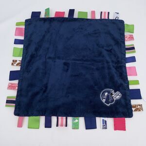 Seahawks Tab Blanket Tag Baby Toddler Blue Pink Two sided